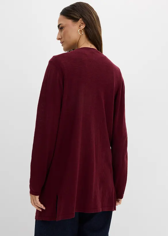 Strickjacke aus reiner leichter Baumwoll-Slub Qualität in rot von hinten (im Anschnitt) - bonprix