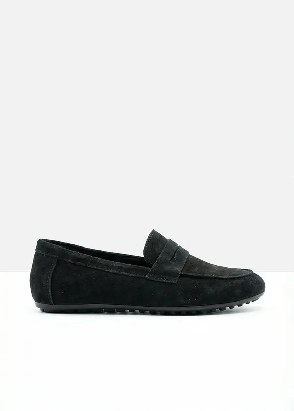 Loafer aus Veloursleder in schwarz - bonprix