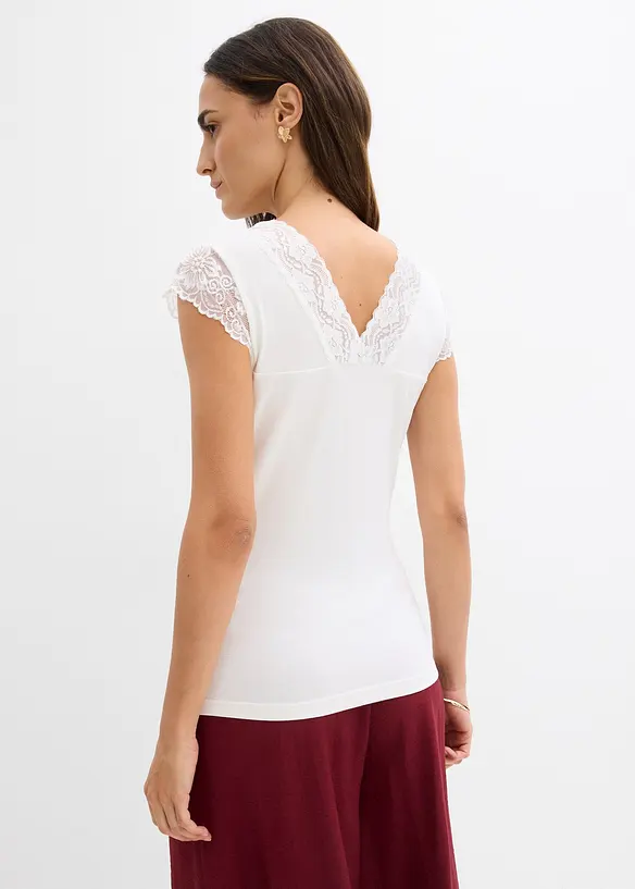 Shirt aus softem Viskose-Mix in weiß von hinten (im Anschnitt) - bonprix