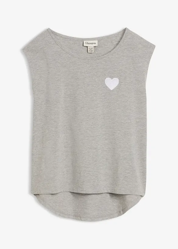 Vokuhila-Shirt aus fließendem Viskosemix in grau von vorne - bonprix Vokuhila-Shirt aus fließendem Viskosemix in grau von vorne - bonprix