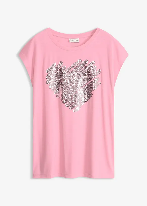Shirt aus softem Viskose-Mix in rosa von vorne - bonprix