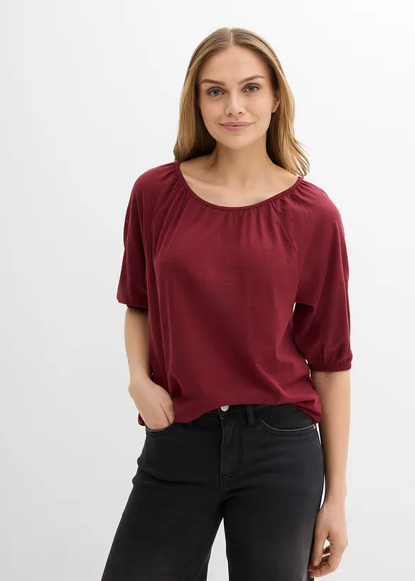 Shirt aus reiner Bio-Baumwolle in rot von vorne (im Anschnitt) - bonprix