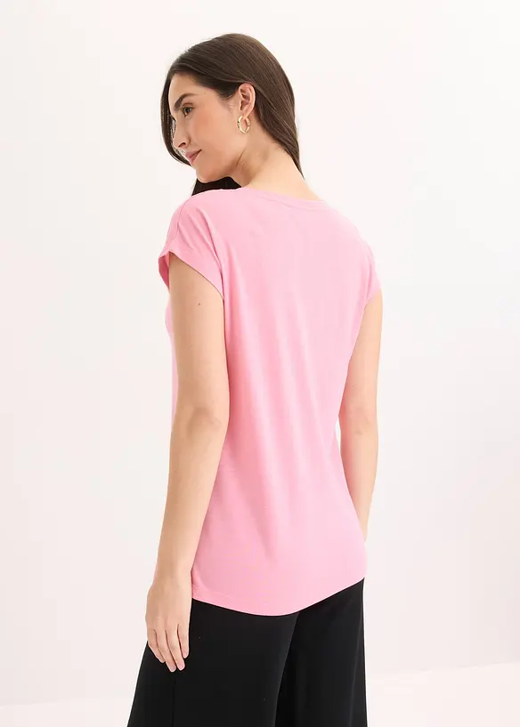 Shirt aus softem Viskose-Mix in rosa von hinten (im Anschnitt) - bonprix