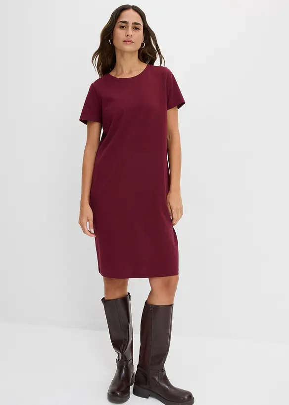 Gerade geschnittenes Shirtkleid (2er Pack) in grau von vorne (Totalaufnahme) - bonprix