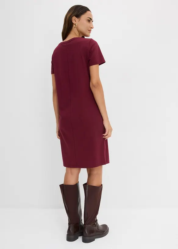 Gerade geschnittenes Shirtkleid (2er Pack) in grau von hinten (Totalaufnahme) - bonprix