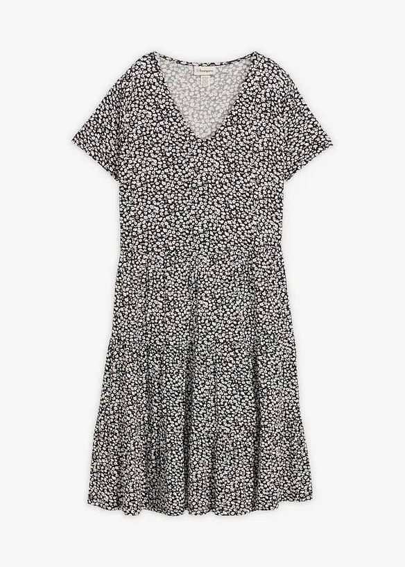Jerseykleid aus Viskose-Mix in schwarz von vorne - bonprix