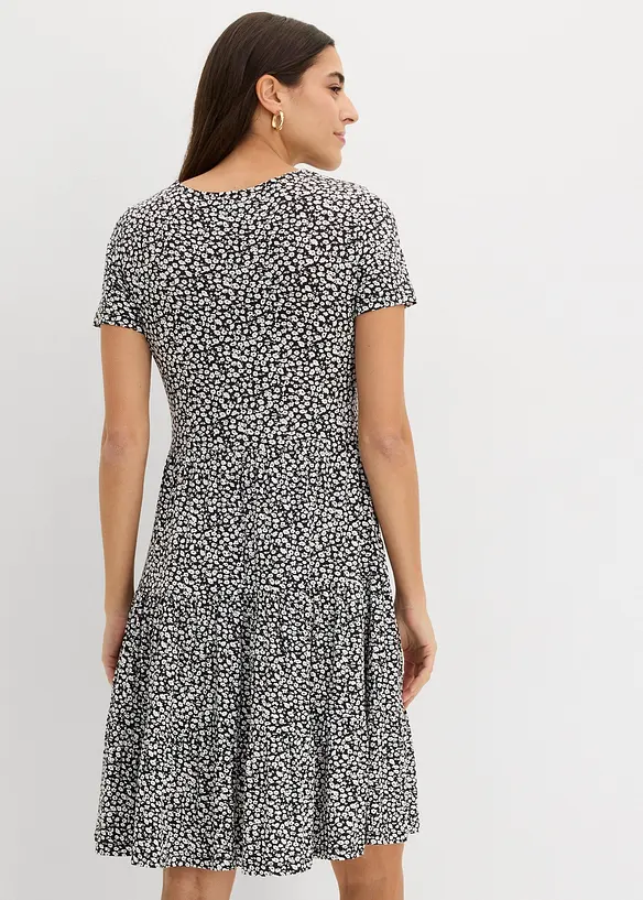 Jerseykleid aus Viskose-Mix in schwarz von hinten (Totalaufnahme) - bonprix