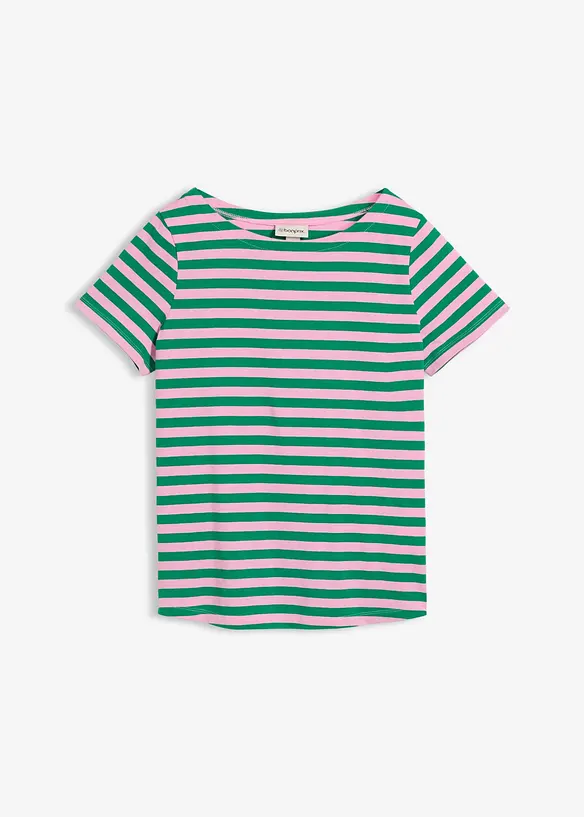 T-Shirt mit U-Boot-Ausschnitt in rosa von vorne - bonprix