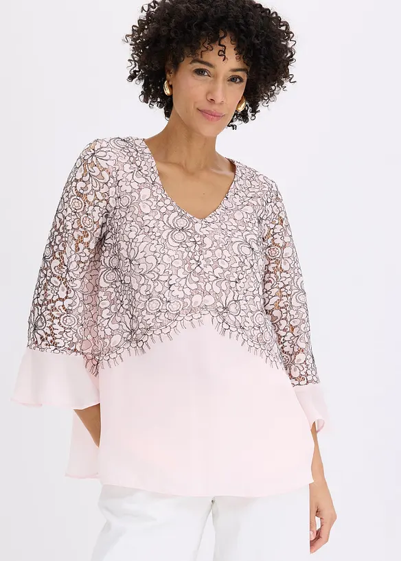 Spitzentunika in rosa von vorne (im Anschnitt) - bonprix