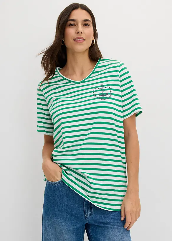 T-Shirt aus reiner Bio-Baumwolle in weiß von vorne (im Anschnitt) - bonprix