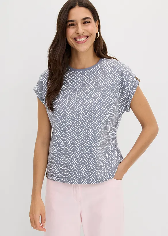 T-Shirt (2er Pack) in blau von vorne (im Anschnitt) - bonprix