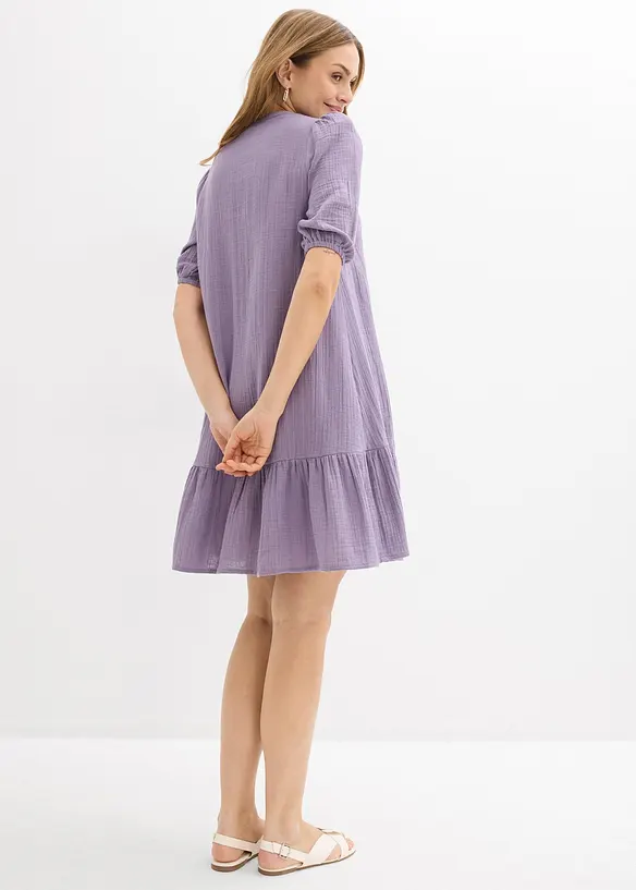 Minikleid aus softem Musselin in lila von hinten (Totalaufnahme) - bonprix