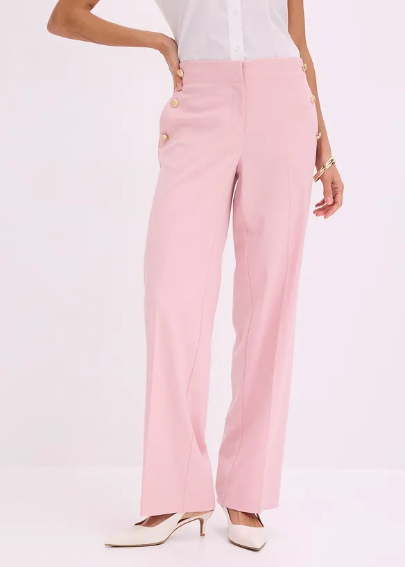 Marlenehose mit dekorativen Knöpfen in rosa von vorne - bonprix Marlenehose mit dekorativen Knöpfen in rosa von vorne - bonprix