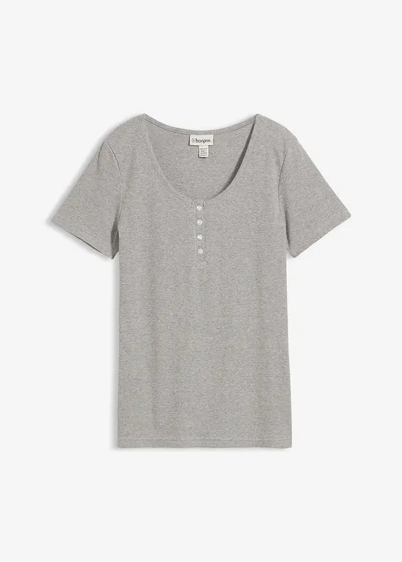 Henleyshirt aus reiner Bio-Baumwolle in grau von vorne - bonprix Henleyshirt aus reiner Bio-Baumwolle in grau von vorne - bonprix