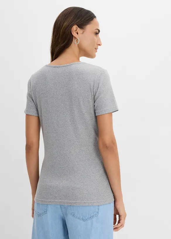Henleyshirt aus reiner Bio-Baumwolle in grau von hinten (im Anschnitt) - bonprix Henleyshirt aus reiner Bio-Baumwolle in grau von hinten (im Anschnitt) - bonprix