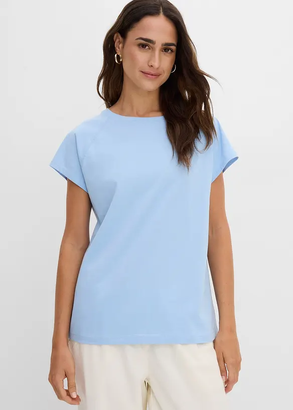 T-Shirt aus reiner Bio-Baumwolle in blau von vorne (im Anschnitt) - bonprix T-Shirt aus reiner Bio-Baumwolle in blau von vorne (im Anschnitt) - bonprix