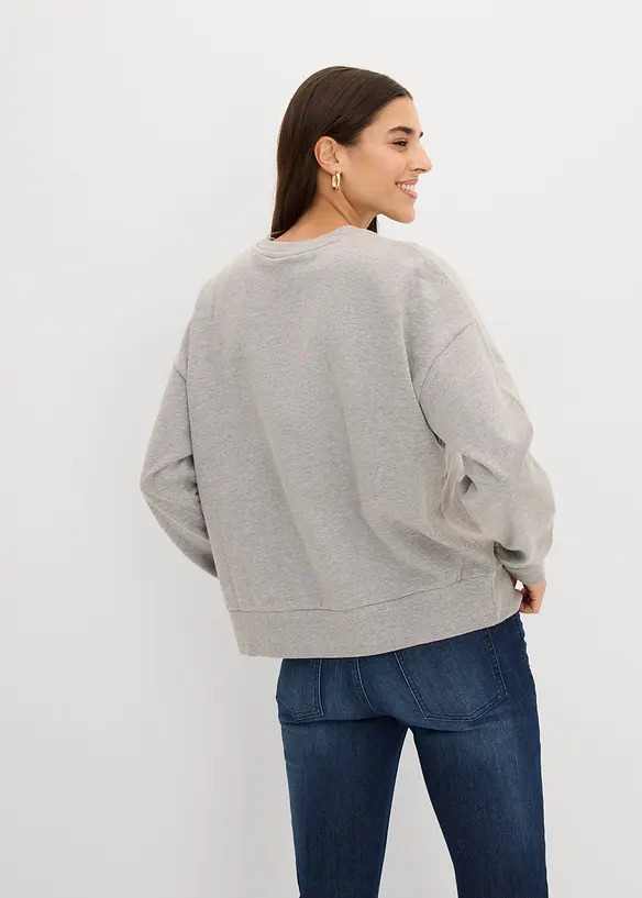 Oversize-Sweatshirt mit Stickerei in grau von hinten (im Anschnitt) - bonprix