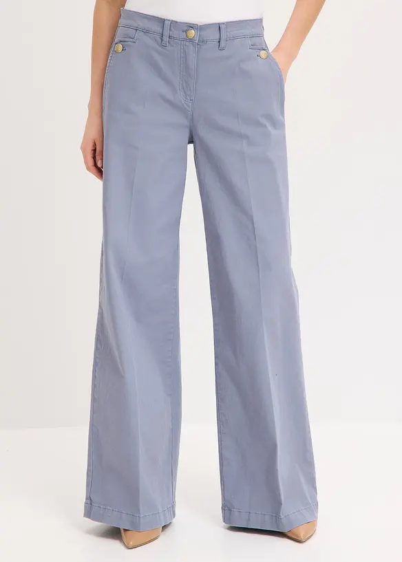 Wide Leg Hose mit Stretch in blau von vorne - bonprix