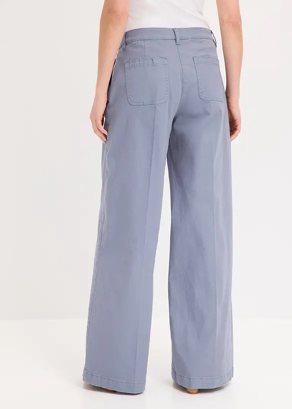 Wide Leg Hose mit Stretch in blau von hinten - bonprix