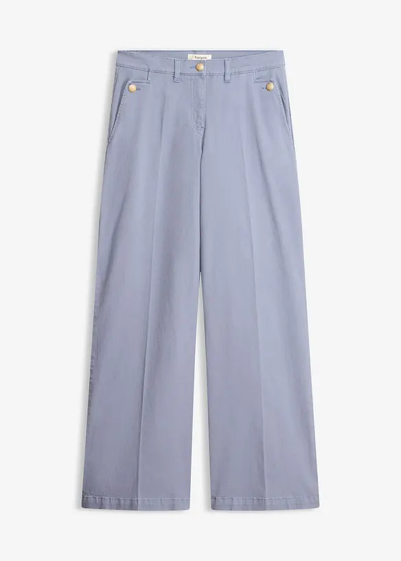Wide Leg Hose mit Stretch in blau von vorne - bonprix