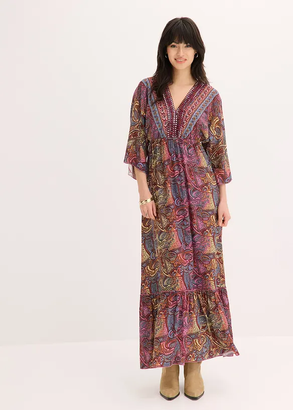 Maxikleid aus fließender Viskose in pink von vorne (Totalaufnahme) - bonprix Maxikleid aus fließender Viskose in pink von vorne (Totalaufnahme) - bonprix