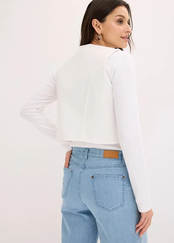 Bestickte Weste aus luftigem Leinen-Mix in beige von hinten (im Anschnitt) - bonprix