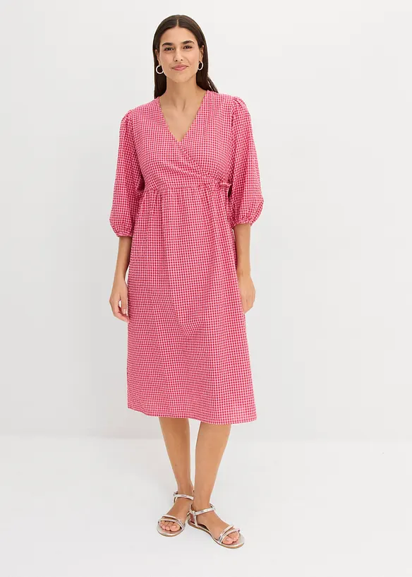Baumwollkleid in Wickeloptik in rot von vorne (Totalaufnahme) - bonprix Baumwollkleid in Wickeloptik in rot von vorne (Totalaufnahme) - bonprix
