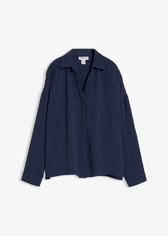 Bluse aus leichtem Crêpe in blau von vorne - bonprix