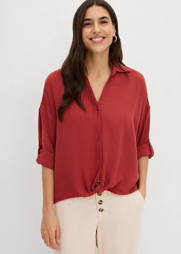 Bluse aus leichtem Crêpe in rot von vorne (im Anschnitt) - bonprix