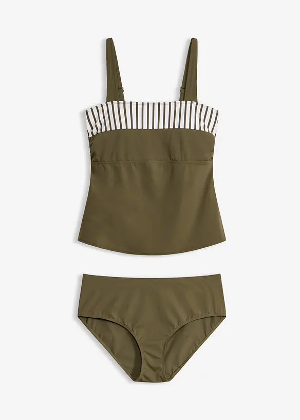 Tankini mit breiteren Trägern (2-tlg.Set) in grün von vorne - bonprix