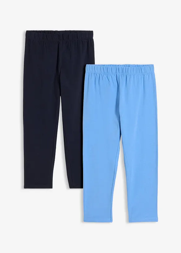Capri-Leggings aus Bio-Baumwoll-Mix (2er Pack) in blau von vorne - bonprix