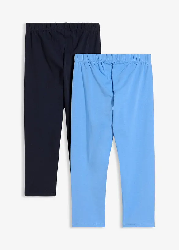 Capri-Leggings aus Bio-Baumwoll-Mix (2er Pack) in blau von hinten - bonprix