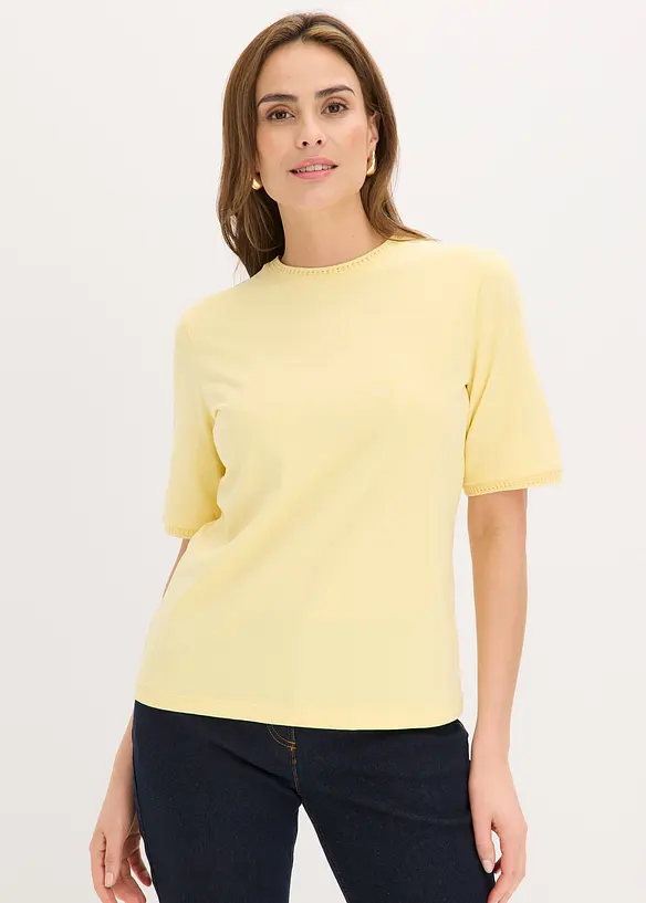 Shirt mit Spitzenborte in gelb von vorne (im Anschnitt) - bonprix Shirt mit Spitzenborte in gelb von vorne (im Anschnitt) - bonprix