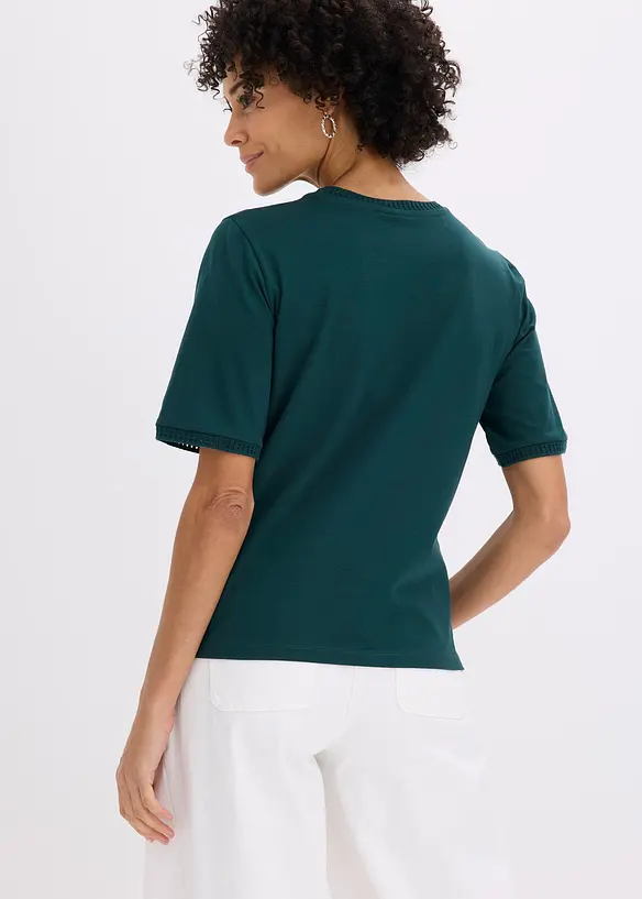 Shirt mit Spitzenborte in grün von hinten (im Anschnitt) - bonprix