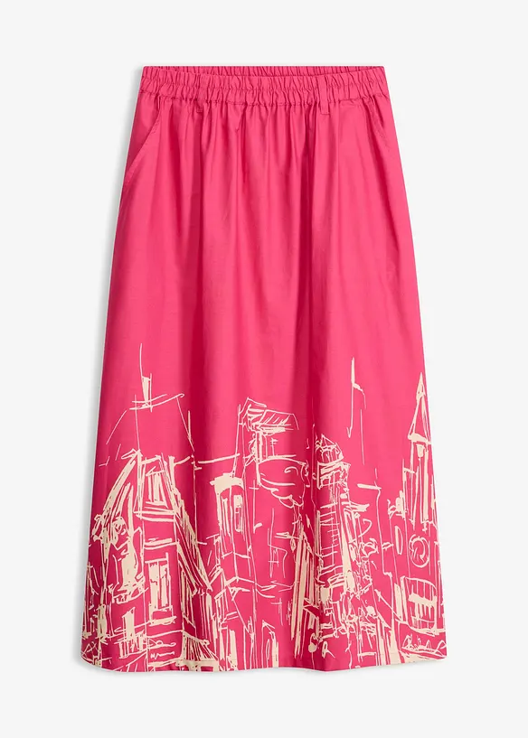 Midirock aus reiner Bio-Baumwolle in pink von vorne - bonprix Midirock aus reiner Bio-Baumwolle in pink von vorne - bonprix