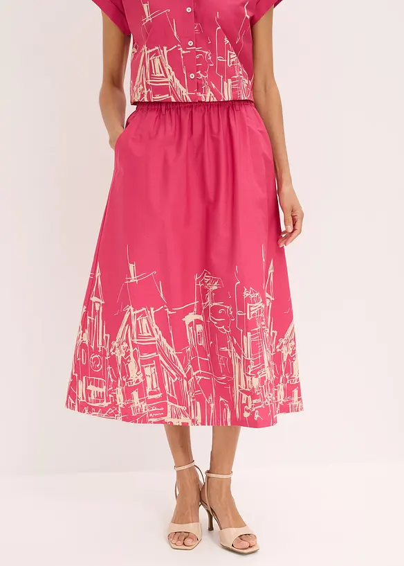 Midirock aus reiner Bio-Baumwolle in pink von vorne - bonprix Midirock aus reiner Bio-Baumwolle in pink von vorne - bonprix