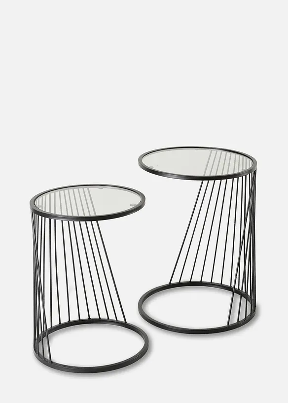Beistelltisch (2-tlg. Set) in schwarz von vorne - bonprix