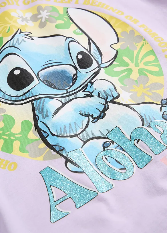 Disney Nachthemd mit Stitch aus reiner Baumwolle in lila - Lilo & Stitch