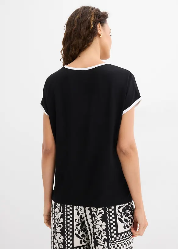 Shirt mit Piping in schwarz von hinten (im Anschnitt) - bonprix