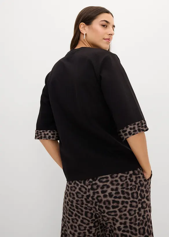 Leo-Jerseyshirt aus Baumwoll-Mix in schwarz von hinten (im Anschnitt) - bonprix