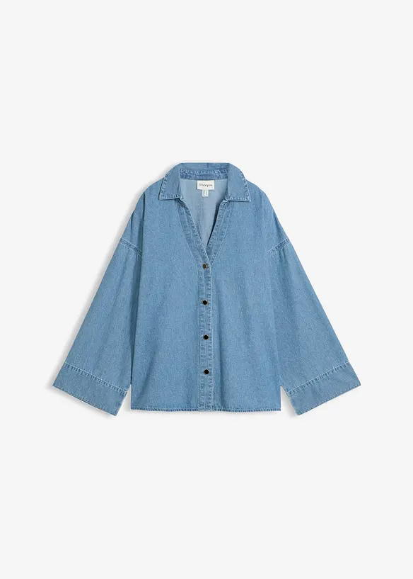 Jeansbluse aus Bio-Baumwolle in blau von vorne - bonprix