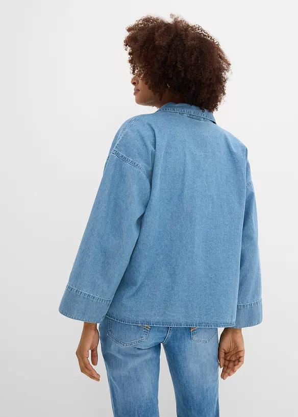 Jeansbluse aus Bio-Baumwolle in blau von hinten (im Anschnitt) - bonprix
