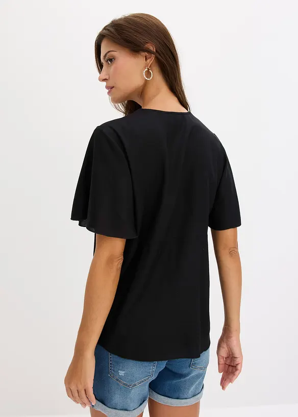 Kimono-Bluse aus fließender Viskose in schwarz von hinten (im Anschnitt) - bonprix Kimono-Bluse aus fließender Viskose in schwarz von hinten (im Anschnitt) - bonprix