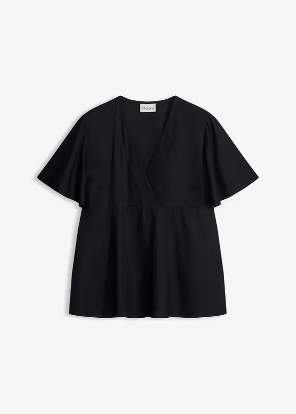 Kimono-Bluse aus fließender Viskose in schwarz von vorne - bonprix Kimono-Bluse aus fließender Viskose in schwarz von vorne - bonprix