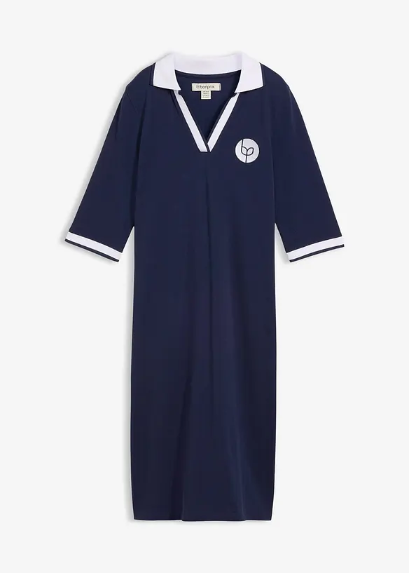 Knieumspielendes Kleid mit Polokragen in blau von vorne - bonprix