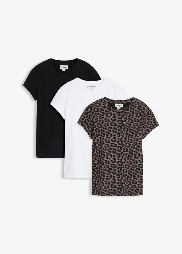 Shirt (3er Pack) aus Baumwoll-Elasthan-Mix in weiß von vorne - bonprix Shirt (3er Pack) aus Baumwoll-Elasthan-Mix in weiß von vorne - bonprix