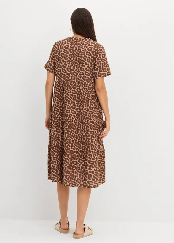 Musselin-Tunika-Kleid aus reiner Baumwolle in braun von hinten (Totalaufnahme) - bonprix Musselin-Tunika-Kleid aus reiner Baumwolle in braun von hinten (Totalaufnahme) - bonprix