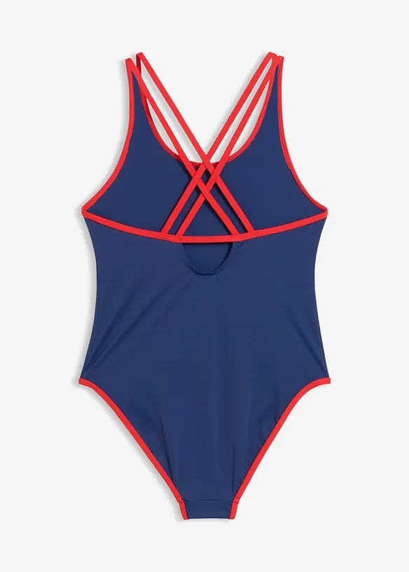 Badeanzug in blau von hinten - bonprix