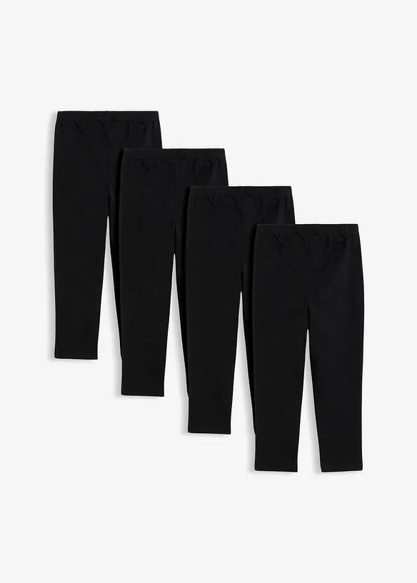 Capri-Leggings aus elastischem Bio-Baumwoll-Mix (4er Pack) in schwarz von hinten - bonprix