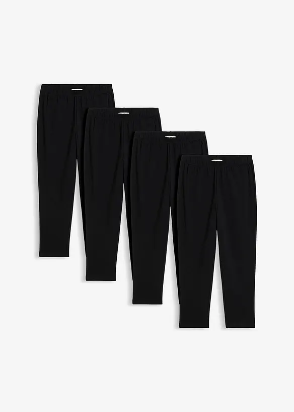 Capri-Leggings aus elastischem Bio-Baumwoll-Mix (4er Pack) in schwarz von vorne - bonprix